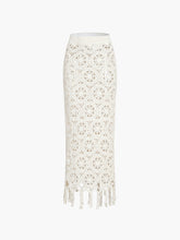 Floral Crochet Fringed Maxi Skirt